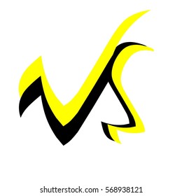 initial letter VS logo vector black and yellow color