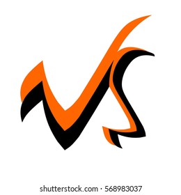 initial letter VS logo vector black and orange color