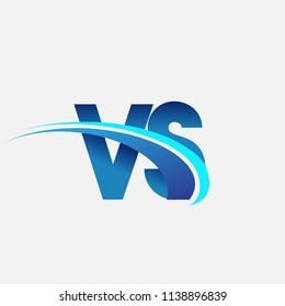 initial letter VS logotype company name colored blue and swoosh design. vector logo for business and company identity.
