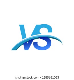 initial letter VS logotype company name colored blue and swoosh design. vector logo for business and company identity.