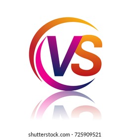 initial letter VS logotype company name orange and magenta color on circle and swoosh design. vector logo for business and company identity.