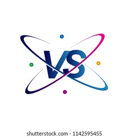 initial letter VS logotype science icon colored blue, red, green and yellow swoosh design. vector logo for business and company identity.
