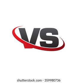 initial letter VS swoosh ring company logo red black