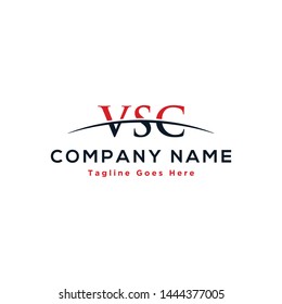 Initial letter VSC, overlapping movement swoosh horizon logo company design inspiration in red and dark blue color vector