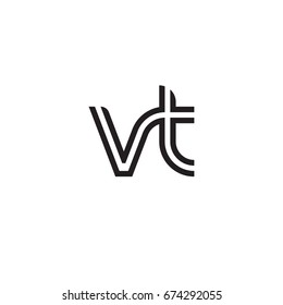 Initial letter vt, linked outline rounded lowercase, monogram black