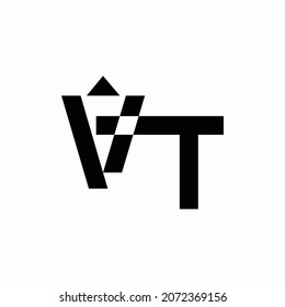 Initial letter VT logo design