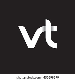 initial letter vt modern linked circle round lowercase logo white black