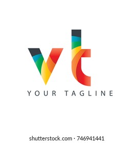 Initial Letter VT Rounded Design Logo