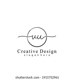 Ursprünglicher Brief VU Kalligrafie handgeschriebenes Logo. Handgeschriebenes Alphabet in der Logo-Vorlage. Buchstaben und Alphabet für Ihr Logo-Design.