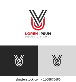 Initial Letter VU linked uppercase overlap modern logo design template. Suitable for business, consulting group company