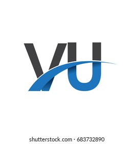 initial letter VU logotype company name colored blue and grey swoosh design. vector logo for business and company identity.
