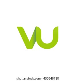 initial letter vu modern linked circle round lowercase logo green