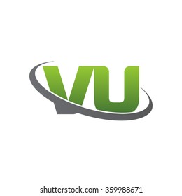 initial letter VU swoosh ring company logo green gray
