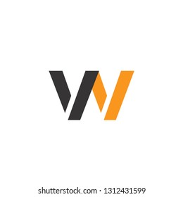 Initial Letter VV Linked Circle Lowercase Logo Black Orange Icon Design Template Element - Vector