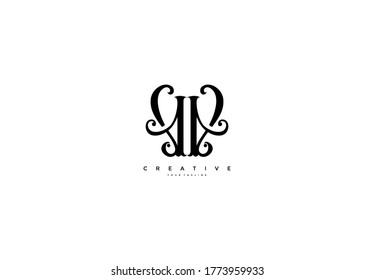 Initial Letter VV Linked Fancy Monogram Flourishes Logotype