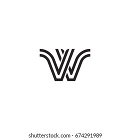 Initial letter vv, linked outline rounded lowercase, monogram black