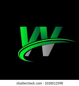 initial letter VV logotype company name colored green and black swoosh design. vector logo for business and company identity.