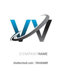 initial letter VV logotype company name colored blue and grey swoosh design. logo design for business and company identity.
