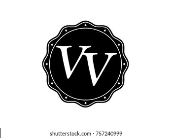 Initial letter VV monogram logo black seal stamp lace