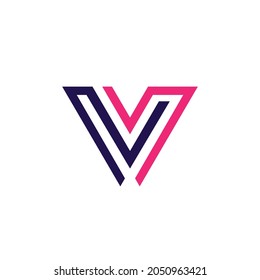 Initial letter V,V monogram minimalist flat logo design vector ,in background color white