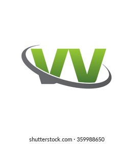 initial letter VV swoosh ring company logo green gray
