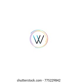 Initial Letter VV or W Logo with Circle Icon Rainbow