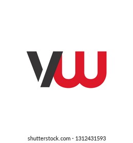 Initial Letter VW Linked Circle Lowercase Logo Black Red Icon Design Template Element - Vector