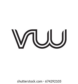 Initial letter vw, linked outline rounded lowercase, monogram black