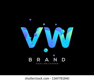 Initial letter VW logo with colorful background, letter combination logo design for creative industry, web, business and company. - Vector