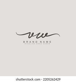 Logotipo de letra inicial VW - logotipo de firma dibujado a mano