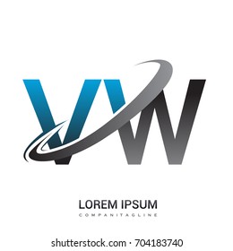 initial letter VW logotype company name colored blue and grey swoosh design. logo design for business and company identity.