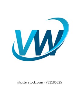 initial letter VW logotype company name colored blue swoosh design concept. vector logo for business and company identity.