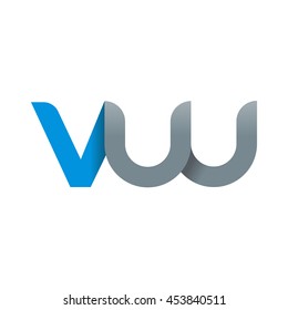 initial letter vw modern linked circle round lowercase logo blue gray