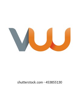 initial letter vw modern linked circle round lowercase logo orange gray