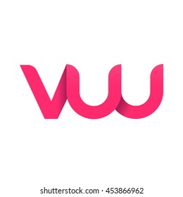 initial letter vw modern linked circle round lowercase logo pink