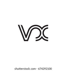 Initial letter vx, linked outline rounded lowercase, monogram black