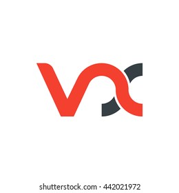 initial letter vx linked round lowercase logo red