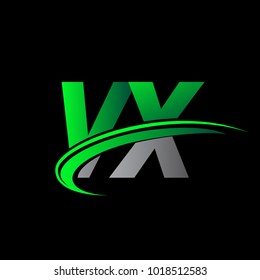 initial letter VX logotype company name colored green and black swoosh design. vector logo for business and company identity.