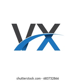 initial letter VX logotype company name colored blue and grey swoosh design. vector logo for business and company identity.
