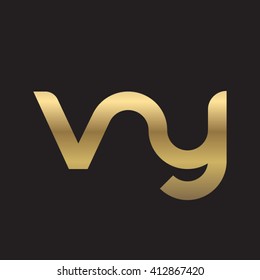 initial letter vy linked round lowercase logo gold black background