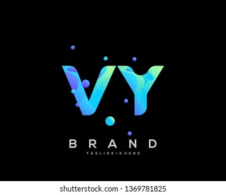 Initial letter VY logo with colorful background, letter combination logo design for creative industry, web, business and company. - Vector