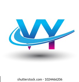 initial letter VY logotype company name colored blue and magenta swoosh design. vector logo for business and company identity.
