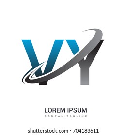 initial letter VY logotype company name colored blue and grey swoosh design. logo design for business and company identity.