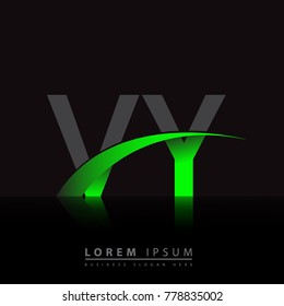 initial letter VY logotype company name colored green and black swoosh design. vector logo for business and company identity.
