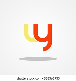 Initial letter VY lowercase logo design template soft yellow red