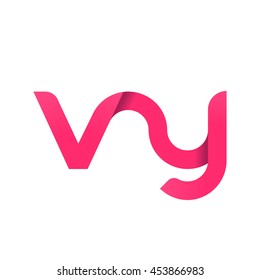 initial letter vy modern linked circle round lowercase logo pink