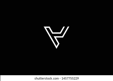 Initial letter VY YV minimal monogram art logo, white color on black background.