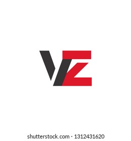 Initial Letter VZ Linked Circle Lowercase Logo Black Red Icon Design Template Element - Vector