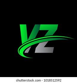 initial letter VZ logotype company name colored green and black swoosh design. vector logo for business and company identity.