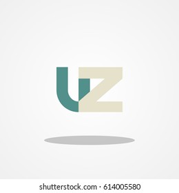 Initial letter VZ lowercase logo design template teal gray